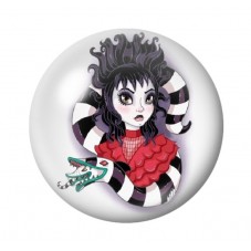 Cabochon en Verre Illustré Beetlejuice Lydia Gothique 12 à 25mm  pour la Création de Bijoux Fantaisie - DIY