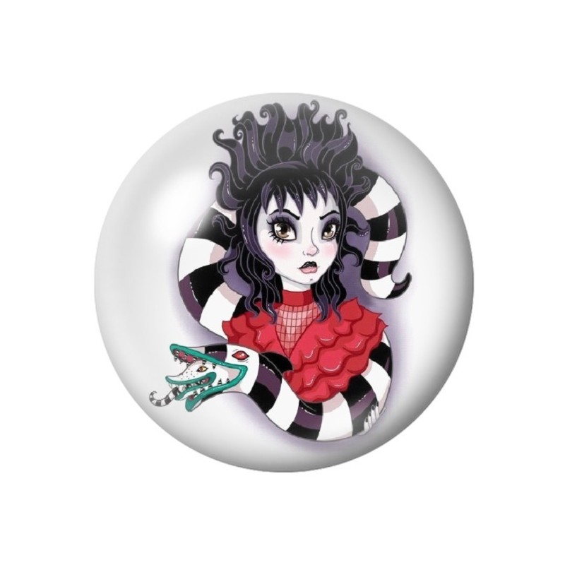 Cabochon en Verre Illustré Beetlejuice Lydia Gothique 12 à 25mm
