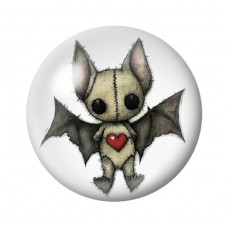 Cabochon en Verre Illustré Chauve-Souris Coeur Gothique 12 à 25mm  pour la Création de Bijoux Fantaisie - DIY