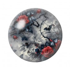 Cabochon en Verre Illustré Fleurs Roses Rouges Gothique 12 à 25mm  pour la Création de Bijoux Fantaisie - DIY