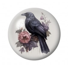 Cabochon en Verre Illustré Corbeau Fleurs Gothique 12 à 25mm  pour la Création de Bijoux Fantaisie - DIY