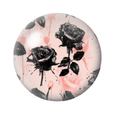 Cabochon en Verre Illustré Fleurs Roses Noires Gothique 12 à 25mm  pour la Création de Bijoux Fantaisie - DIY