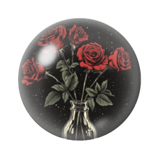 Cabochon en Verre Illustré Fleurs Roses Rouges Gothique 12 à 25mm  pour la Création de Bijoux Fantaisie - DIY