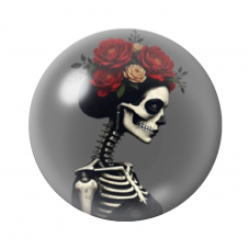 Cabochon en Verre Illustré Femme Squelette Gothique 12 à 25mm  pour la Création de Bijoux Fantaisie - DIY