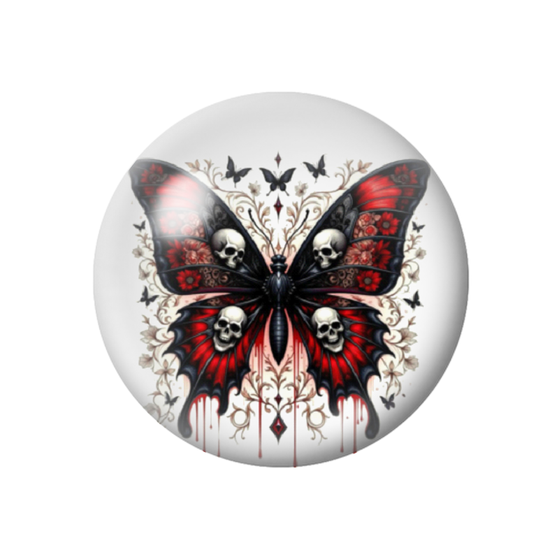 Cabochon en Verre Illustré Papillon Gothique 12 à 25mm