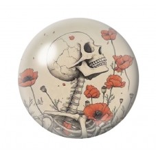 Cabochon en Verre Illustré Squelette Coquelicots Gothique 12 à 25mm  pour la Création de Bijoux Fantaisie - DIY