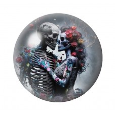 Cabochon en Verre Illustré Squelettes Amoureux Gothique 12 à 25mm  pour la Création de Bijoux Fantaisie - DIY