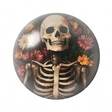 Cabochon en Verre Illustré Squelette Fleurs Gothique 12 à 25mm  pour la Création de Bijoux Fantaisie - DIY