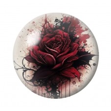 Cabochon en Verre Illustré Rose Rouge Gothique 12 à 25mm  pour la Création de Bijoux Fantaisie - DIY