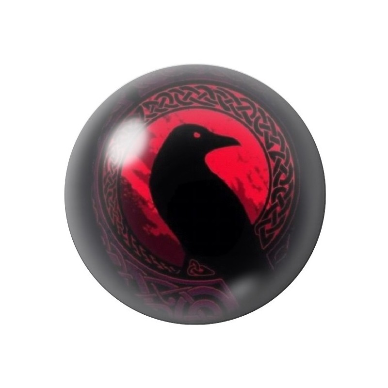 Cabochon en Verre Illustré Corbeau Gothique 12 à 25mm