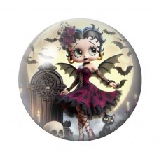 Cabochon en Verre Illustré Betty Boop Gothique 12 à 25mm  pour la Création de Bijoux Fantaisie - DIY