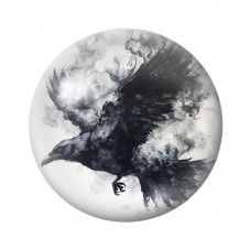 Cabochon en Verre Illustré Corbeau Gothique 12 à 25mm  pour la Création de Bijoux Fantaisie - DIY