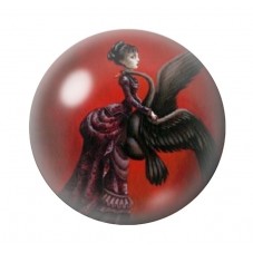 Cabochon en Verre Illustré Femme Cygne Noir Gothique 12 à 25mm  pour la Création de Bijoux Fantaisie - DIY