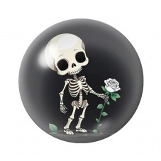 Cabochon en Verre Illustré Squelette Rose Gothique 12 à 25mm  pour la Création de Bijoux Fantaisie - DIY