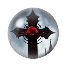 Cabochon en Verre Illustré Croix Gothique 12 à 25mm  pour la Création de Bijoux Fantaisie - DIY