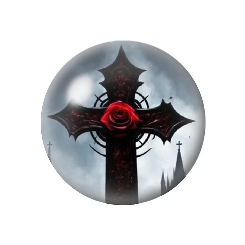 Cabochon en Verre Illustré Croix Gothique 12 à 25mm