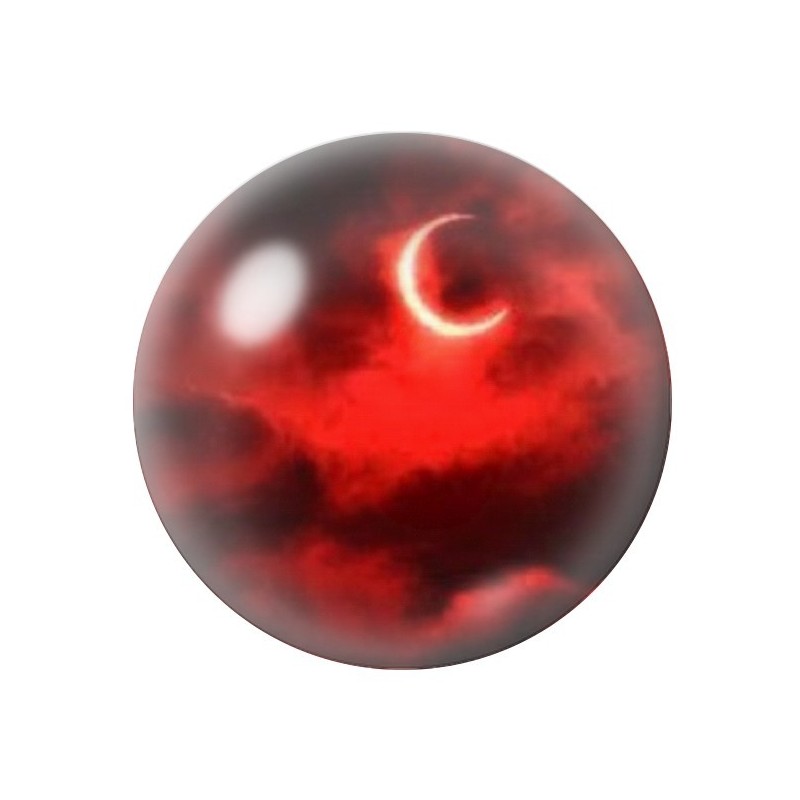 Cabochon en Verre Illustré Lune Rouge Gothique 12 à 25mm