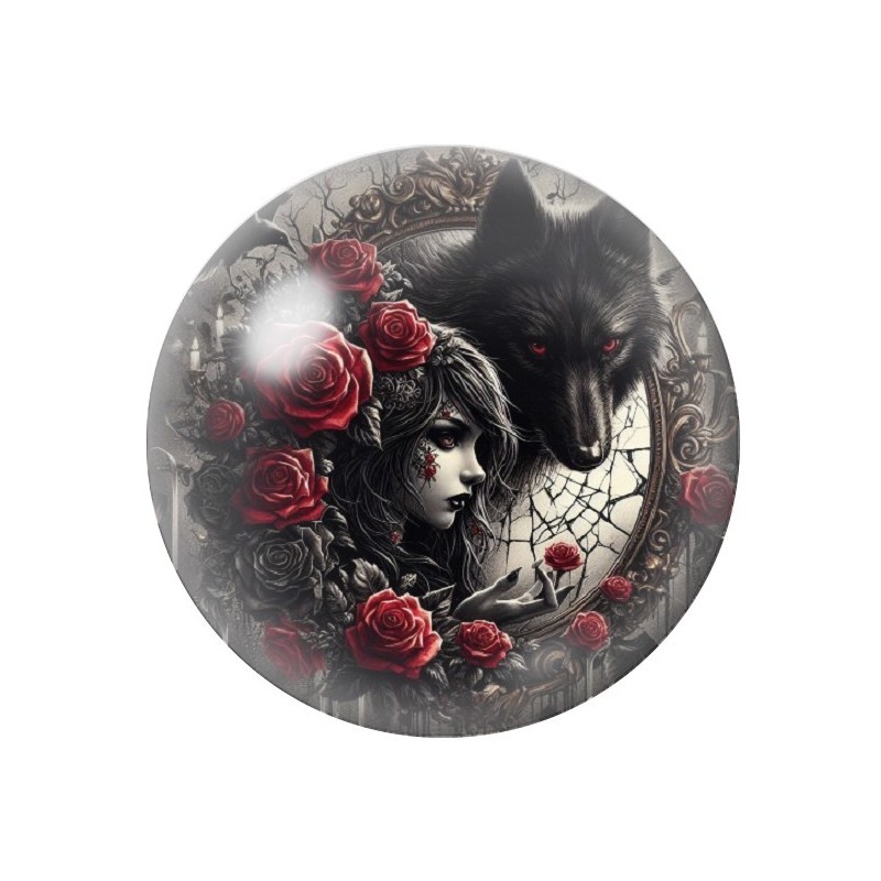 Cabochon en Verre Illustré Femme Loup Gothique 12 à 25mm