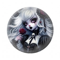 Cabochon en Verre Illustré Jeune Fille Gothique 12 à 25mm  pour la Création de Bijoux Fantaisie - DIY