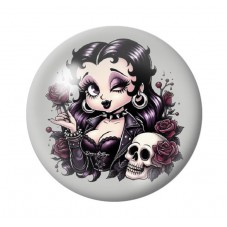 Cabochon en Verre Illustré Betty Boop Gothique 12 à 25mm  pour la Création de Bijoux Fantaisie - DIY