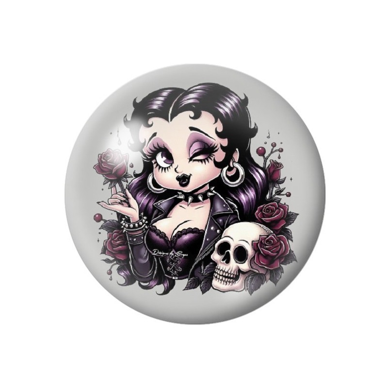 Cabochon en Verre Illustré Betty Boop Gothique 12 à 25mm