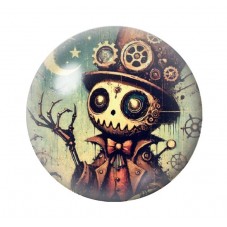 Cabochon en Verre Illustré Squelette Rouages Gothique 12 à 25mm  pour la Création de Bijoux Fantaisie - DIY