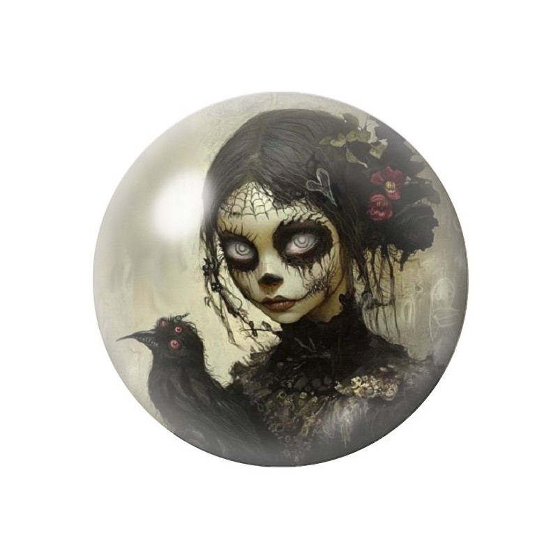 Cabochon en Verre Illustré Femme Gothique 12 à 25mm