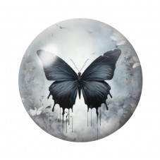 Cabochon en Verre Illustré Papillon Noir Gothique 12 à 25mm  pour la Création de Bijoux Fantaisie - DIY
