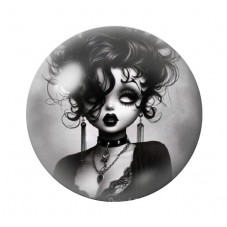 Cabochon en Verre Illustré Betty Boop Gothique 12 à 25mm  pour la Création de Bijoux Fantaisie - DIY