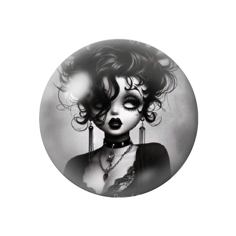 Cabochon en Verre Illustré Betty Boop Gothique 12 à 25mm