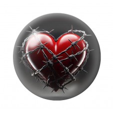 Cabochon en Verre Illustré Coeur Barbelés Gothique 12 à 25mm  pour la Création de Bijoux Fantaisie - DIY