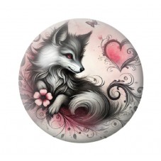 Cabochon en Verre Illustré Renard Coeur Gothique 12 à 25mm  pour la Création de Bijoux Fantaisie - DIY