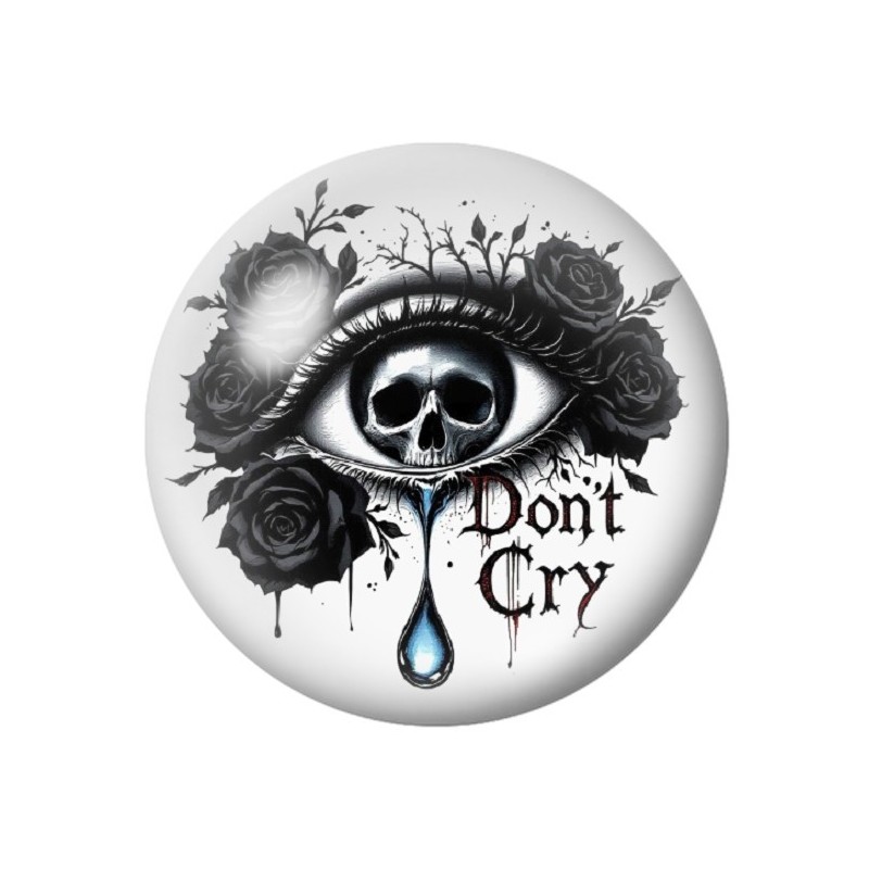 Cabochon en Verre Illustré Oeil Tête de Mort Gothique 12 à 25mm