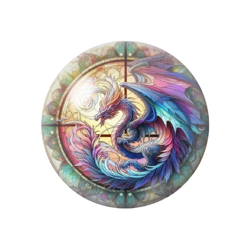 Cabochon en Verre Illustré Dragon Gothique 12 à 25mm