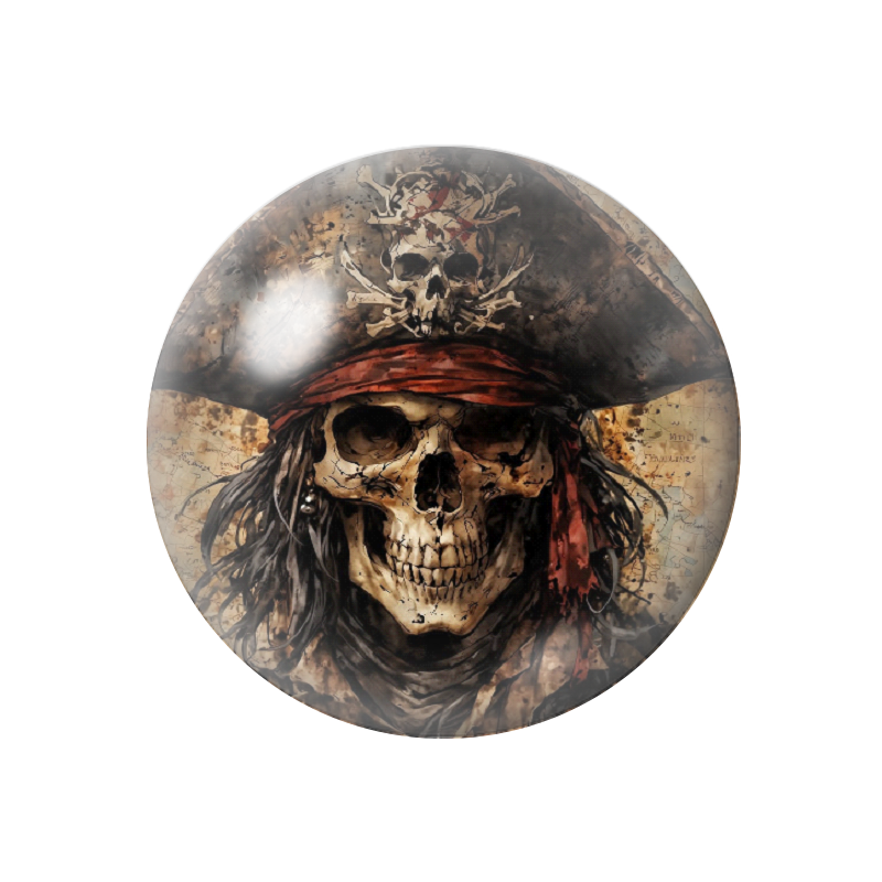 Cabochon en Verre Illustré Pirate Gothique 12 à 25mm