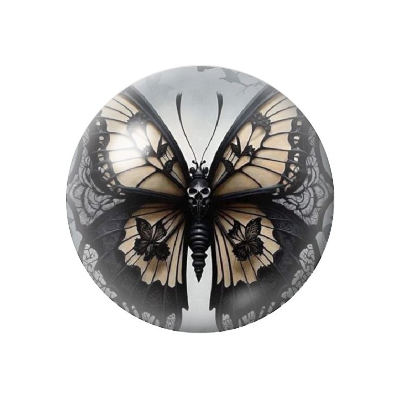 Cabochon en Verre Illustré Papillon Gothique 12 à 25mm