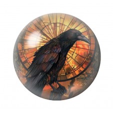 Cabochon en Verre Illustré Corbeau Gothique 12 à 25mm  pour la Création de Bijoux Fantaisie - DIY