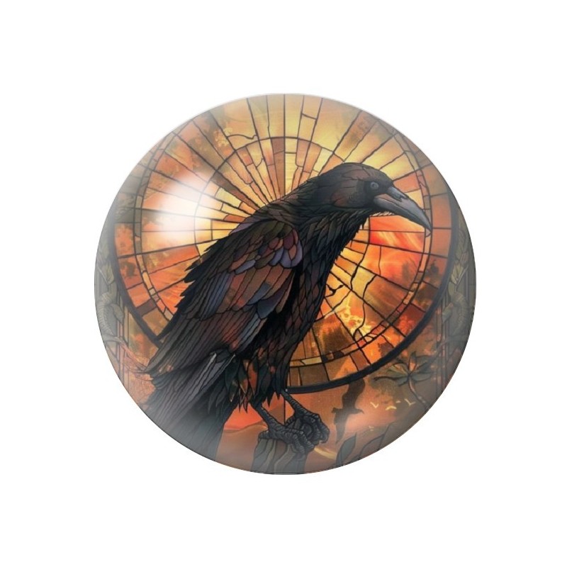 Cabochon en Verre Illustré Corbeau Gothique 12 à 25mm