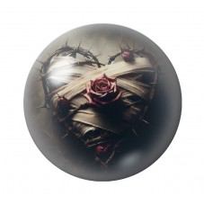 Cabochon en Verre Illustré Coeur Bandé Gothique 12 à 25mm  pour la Création de Bijoux Fantaisie - DIY