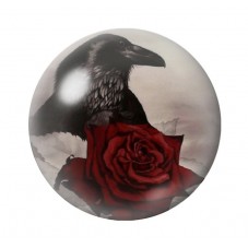 Cabochon en Verre Illustré Corbeau Rose Rouge Gothique 12 à 25mm  pour la Création de Bijoux Fantaisie - DIY