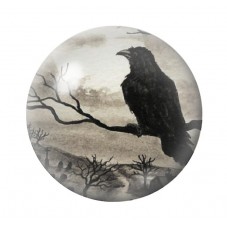 Cabochon en Verre Illustré Corbeau Gothique 12 à 25mm  pour la Création de Bijoux Fantaisie - DIY