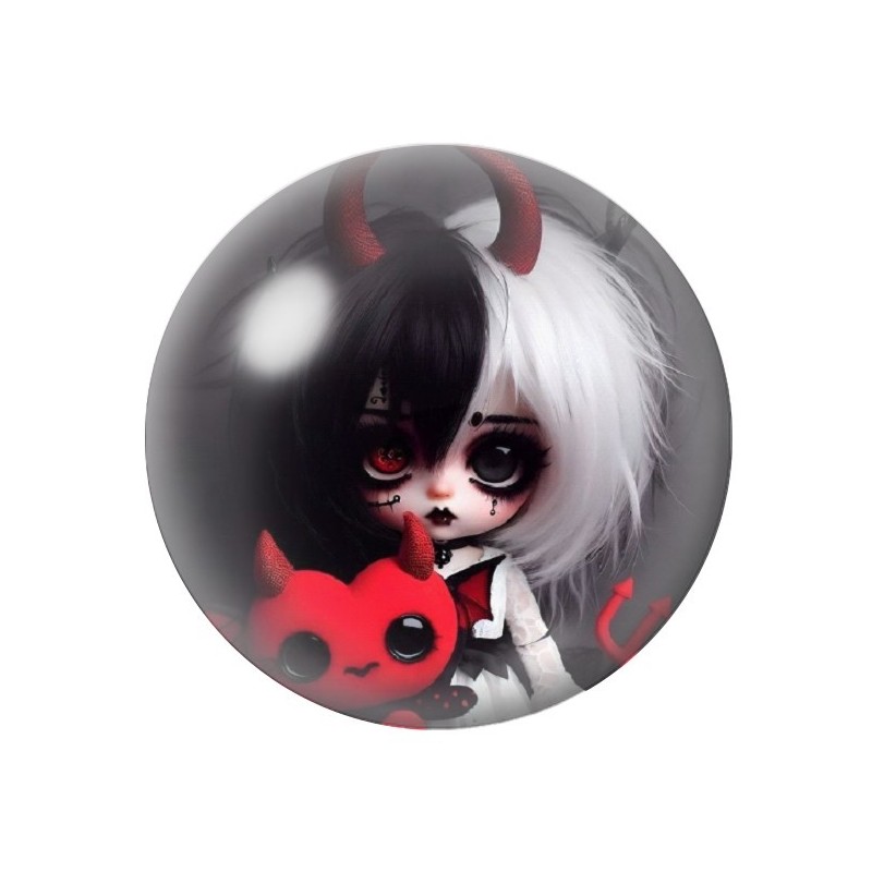 Cabochon en Verre Illustré Poupée Démon Gothique 12 à 25mm