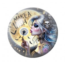 Cabochon en Verre Illustré Femme Gothique 12 à 25mm  pour la Création de Bijoux Fantaisie - DIY