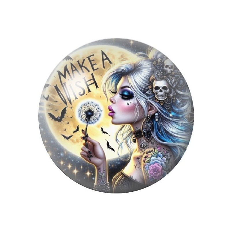 Cabochon en Verre Illustré Femme Gothique 12 à 25mm