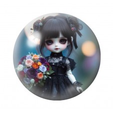 Cabochon en Verre Illustré Poupée Blythe Gothique 12 à 25mm  pour la Création de Bijoux Fantaisie - DIY