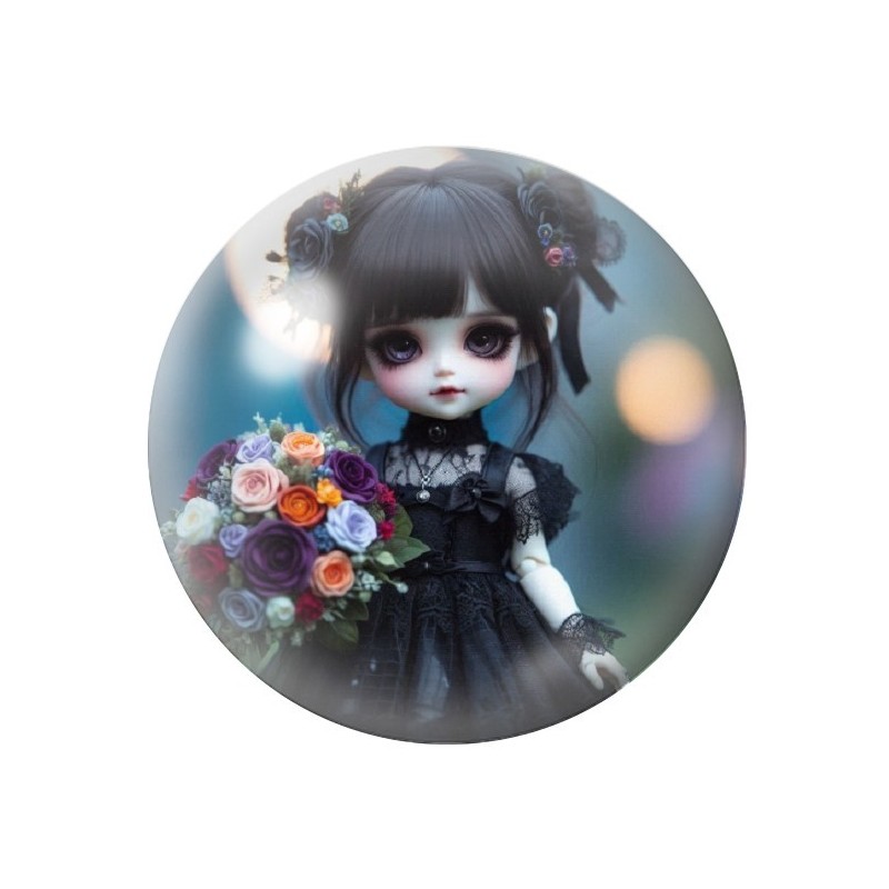 Cabochon en Verre Illustré Poupée Blythe Gothique 12 à 25mm