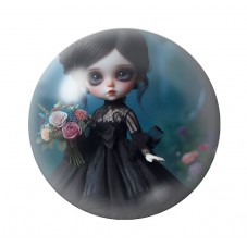 Cabochon en Verre Illustré Poupée Blythe Gothique 12 à 25mm  pour la Création de Bijoux Fantaisie - DIY