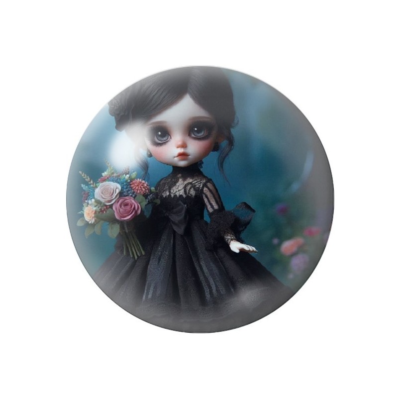 Cabochon en Verre Illustré Poupée Blythe Gothique 12 à 25mm
