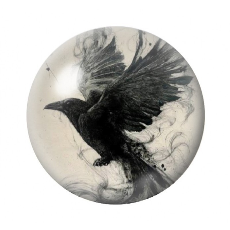 Cabochon en Verre Illustré Corbeau Gothique 12 à 25mm