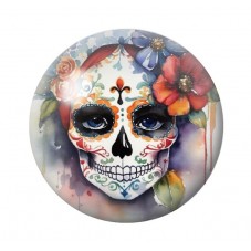 Cabochon en Verre Illustré Calavera Gothique 12 à 25mm  pour la Création de Bijoux Fantaisie - DIY
